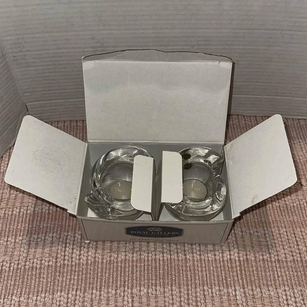 NWT Royal Gallery Collections - Pair of 2 Lead Crystal Votive Candle Holders